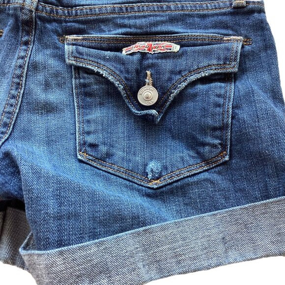 Hudson Distressed Low Rise Cuffed Denim Shorts - Picture 6 of 8